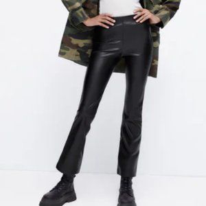 ZARA MINI FLARED FAUX LEATHER LEGGINGS